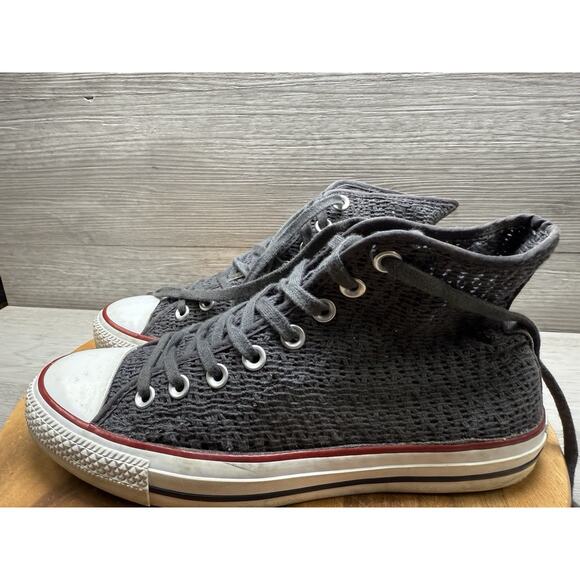 Converse Shoes Womens 9 Chuck Taylor All Star High Top Crochet Sneakers Gray - Picture 2 of 10